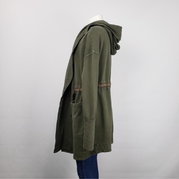 Free People oversized embroidered jacket cardigan with hood size medium green - Picture 6 of 11